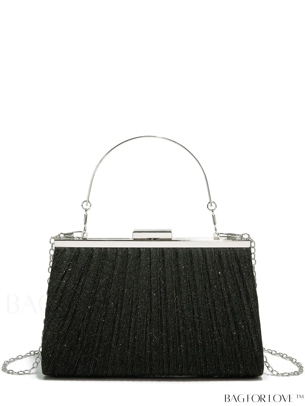 BagForLove - Chic Square Bag with Glitter Decor and Ruched Detail Chain