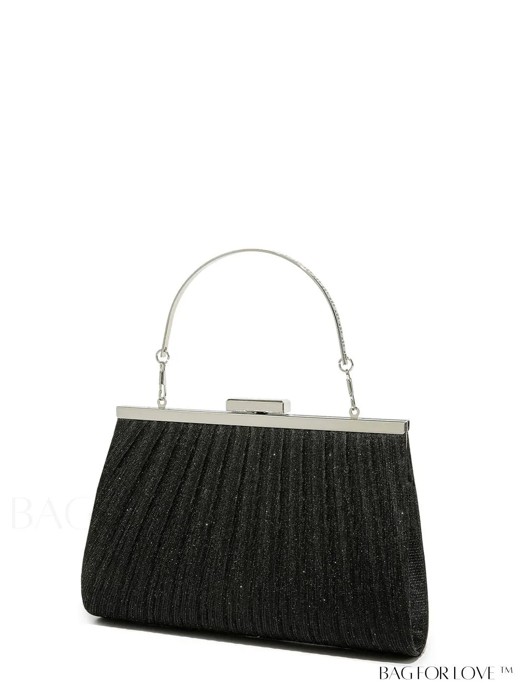 BagForLove - Chic Square Bag with Glitter Decor and Ruched Detail Chain