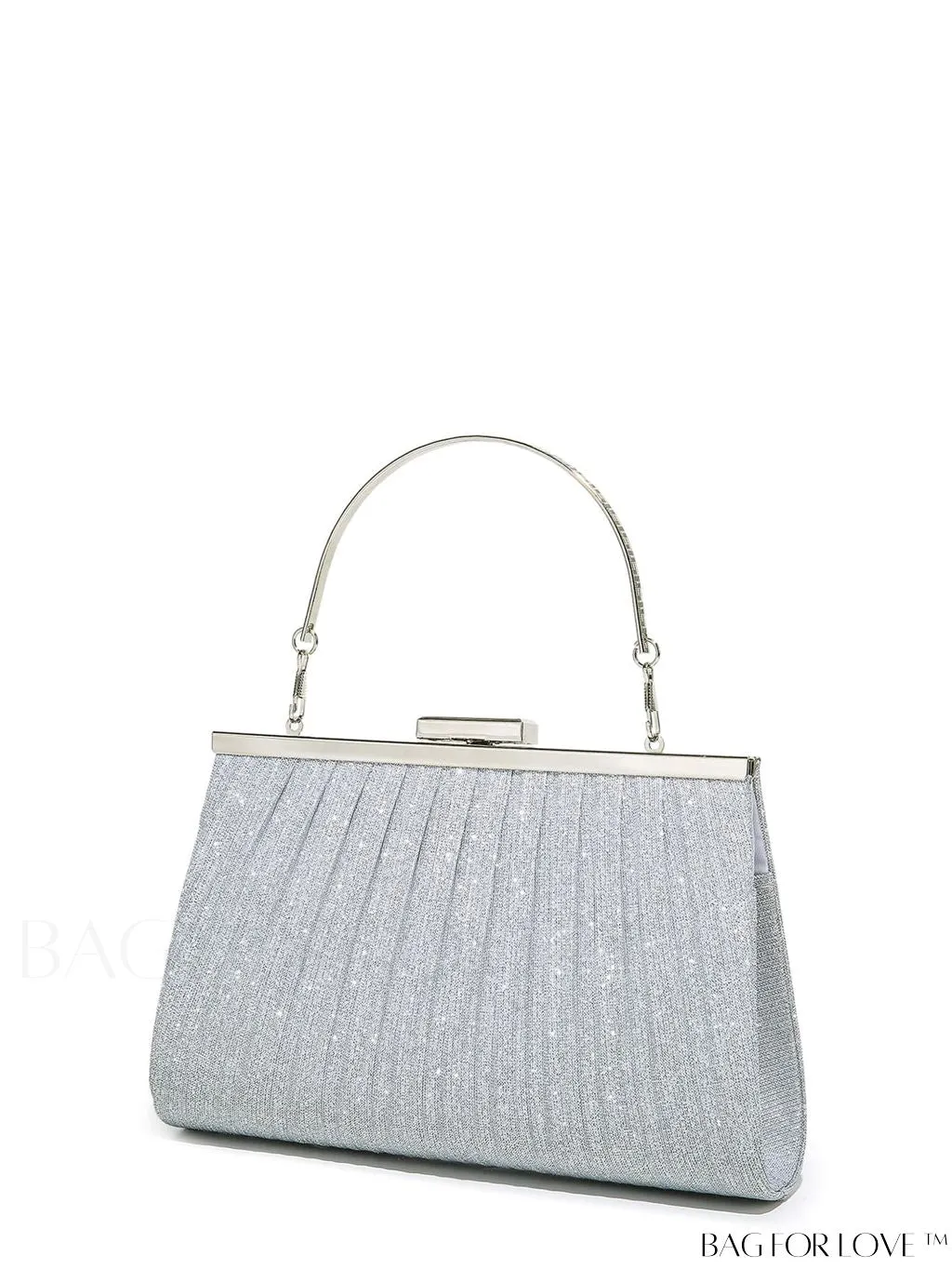 BagForLove - Chic Square Bag with Glitter Decor and Ruched Detail Chain