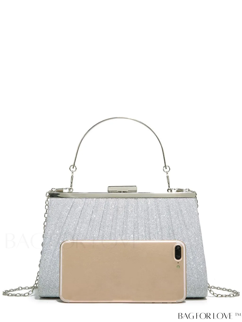 BagForLove - Chic Square Bag with Glitter Decor and Ruched Detail Chain