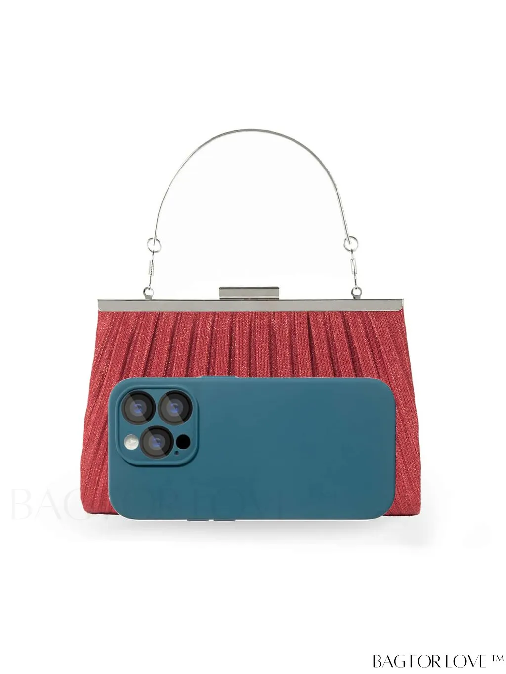 BagForLove - Chic Square Bag with Glitter Decor and Ruched Detail Chain