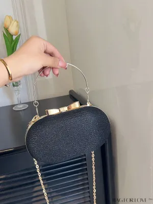 BagForLove - Compact Bow Accent Box Bag with Chain Strap - Stylish Fashion Accessory