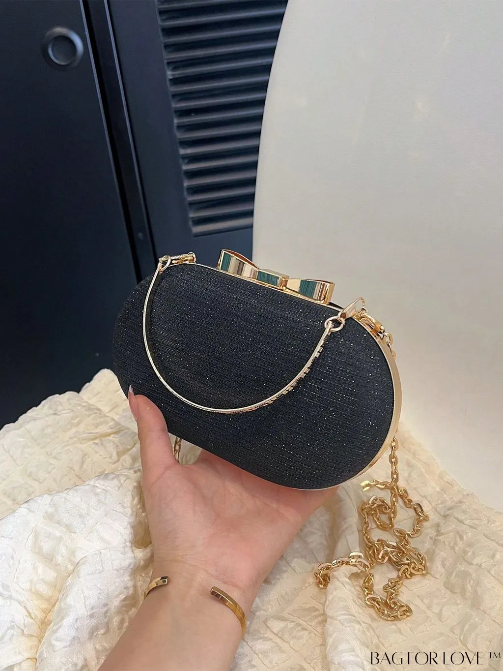 BagForLove - Compact Bow Accent Box Bag with Chain Strap - Stylish Fashion Accessory