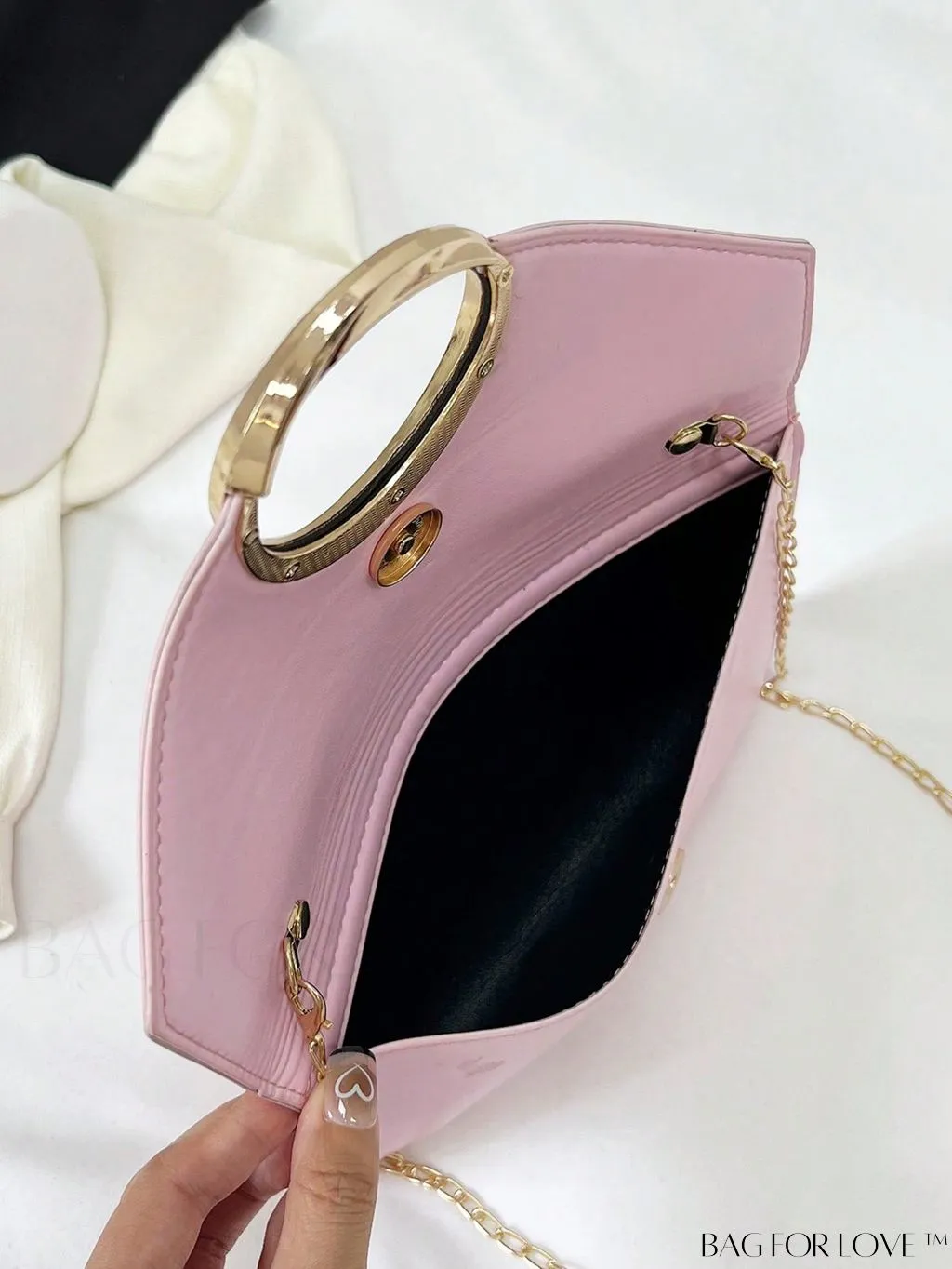 BagForLove - Compact Flap Envelope Bag with Sparkling Glitter and Chain Strap