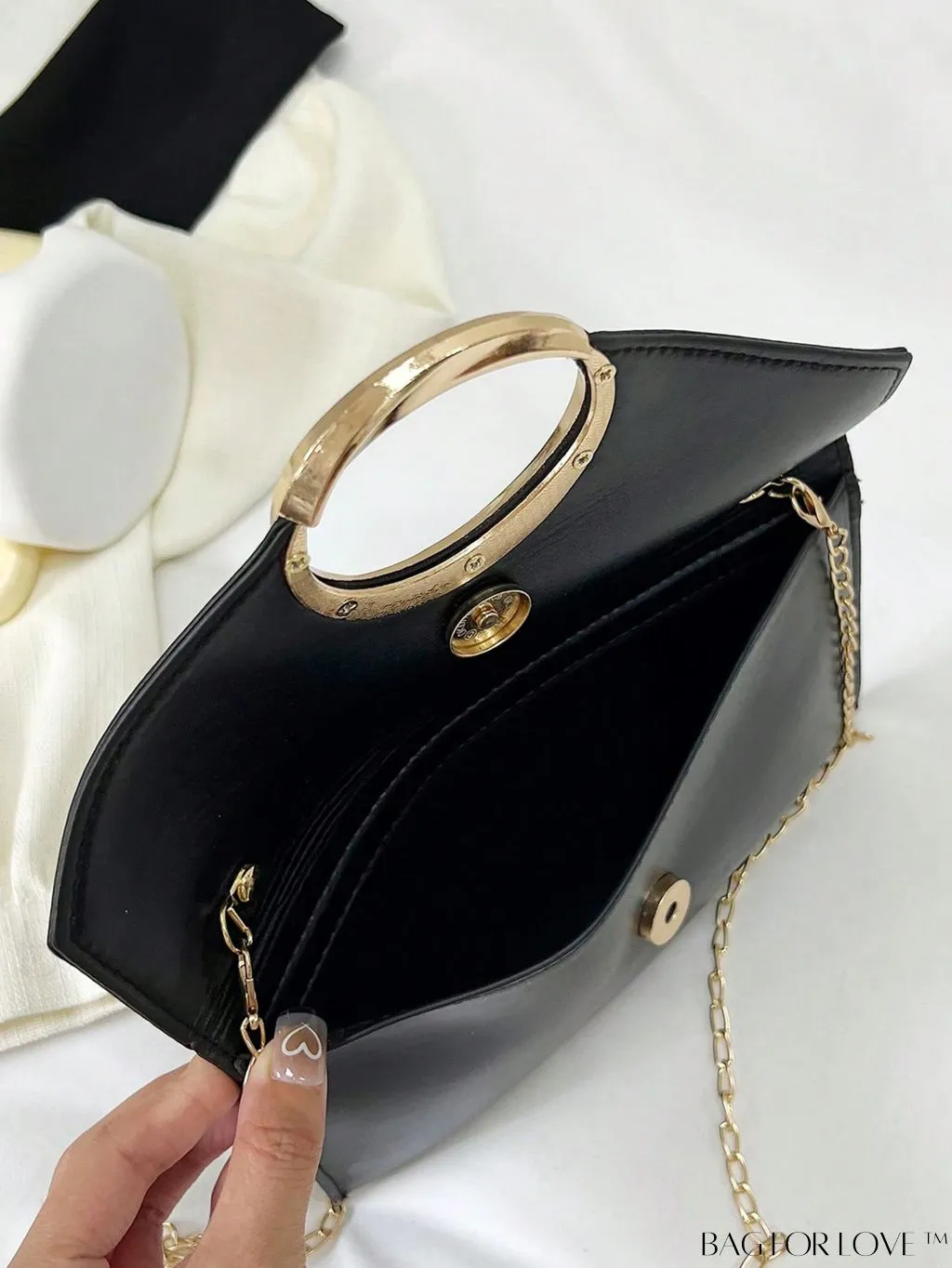 BagForLove - Compact Flap Envelope Bag with Sparkling Glitter and Chain Strap