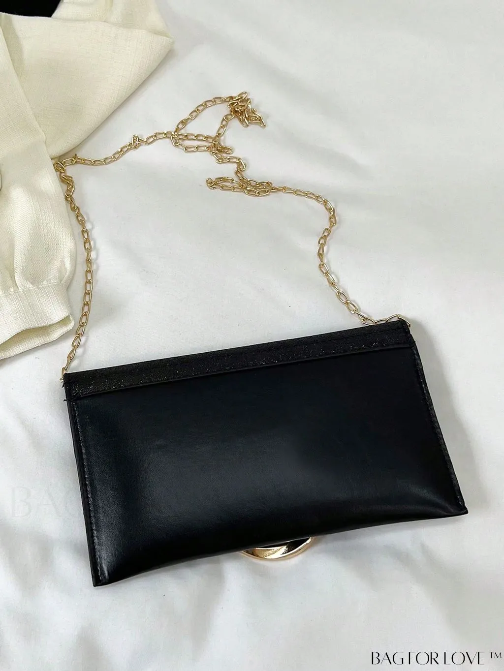 BagForLove - Compact Flap Envelope Bag with Sparkling Glitter and Chain Strap