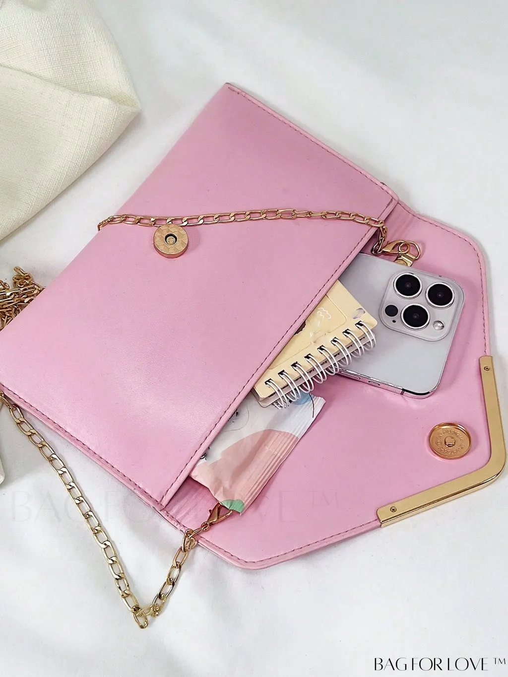 BagForLove - Compact Flap Envelope Bag with Sparkling Glitter and Chain Strap
