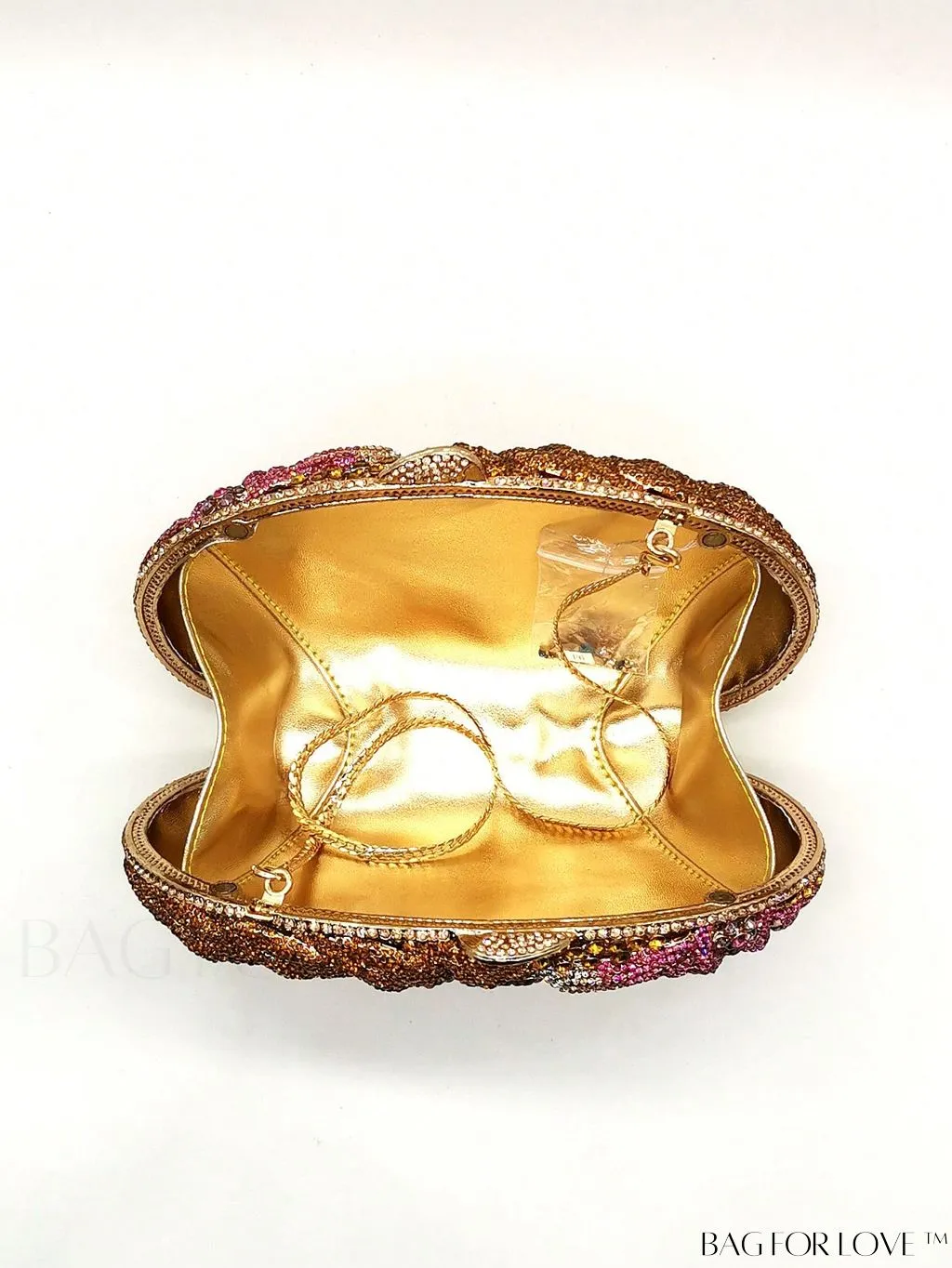 BagForLove - Crystal Clutch: Elegant Floral Decor Womens Handbag for Weddings and Parties