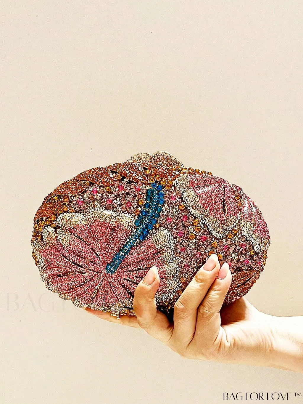 BagForLove - Crystal Clutch: Elegant Floral Decor Womens Handbag for Weddings and Parties