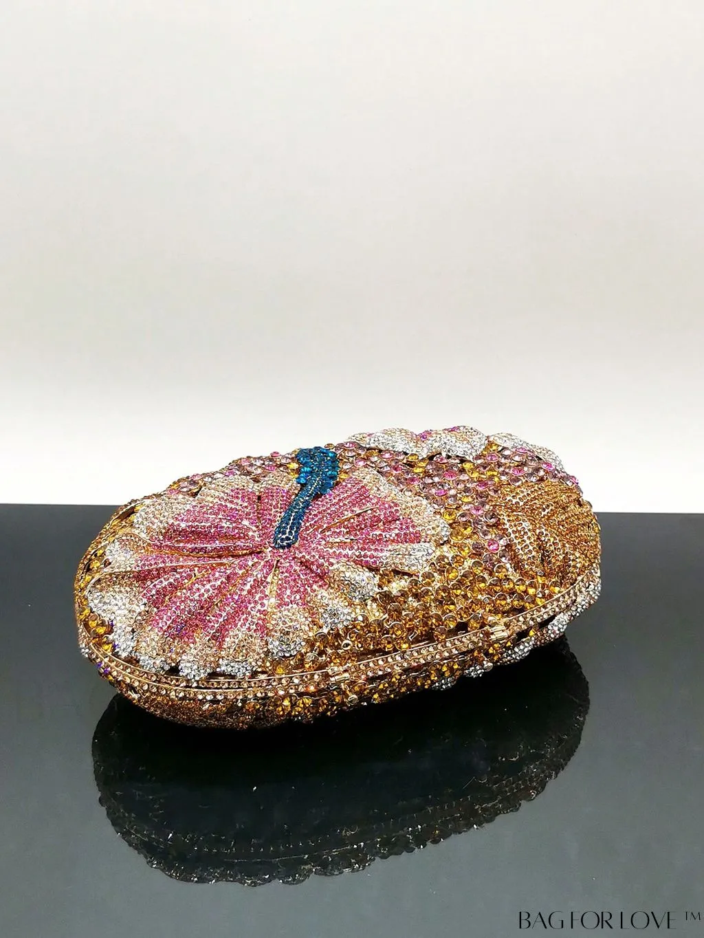 BagForLove - Crystal Clutch: Elegant Floral Decor Womens Handbag for Weddings and Parties