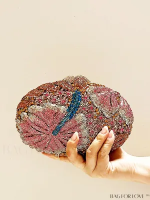 BagForLove - Crystal Clutch: Elegant Floral Decor Womens Handbag for Weddings and Parties