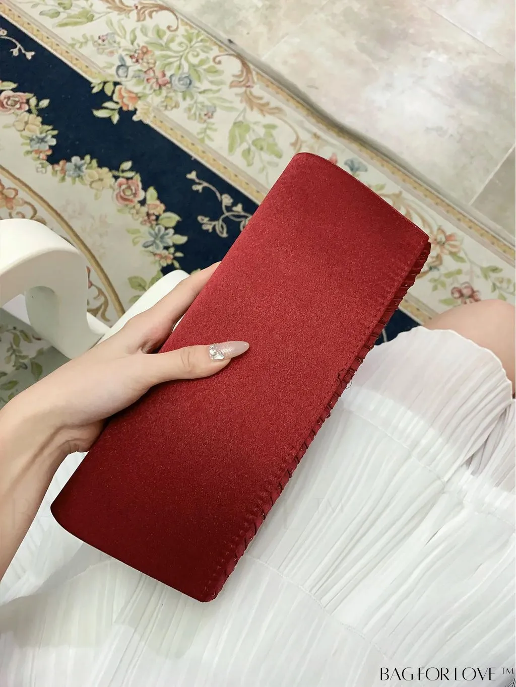 BagForLove - Elegant Envelope Bag with Rhinestone Embellishments and Pleated Detail