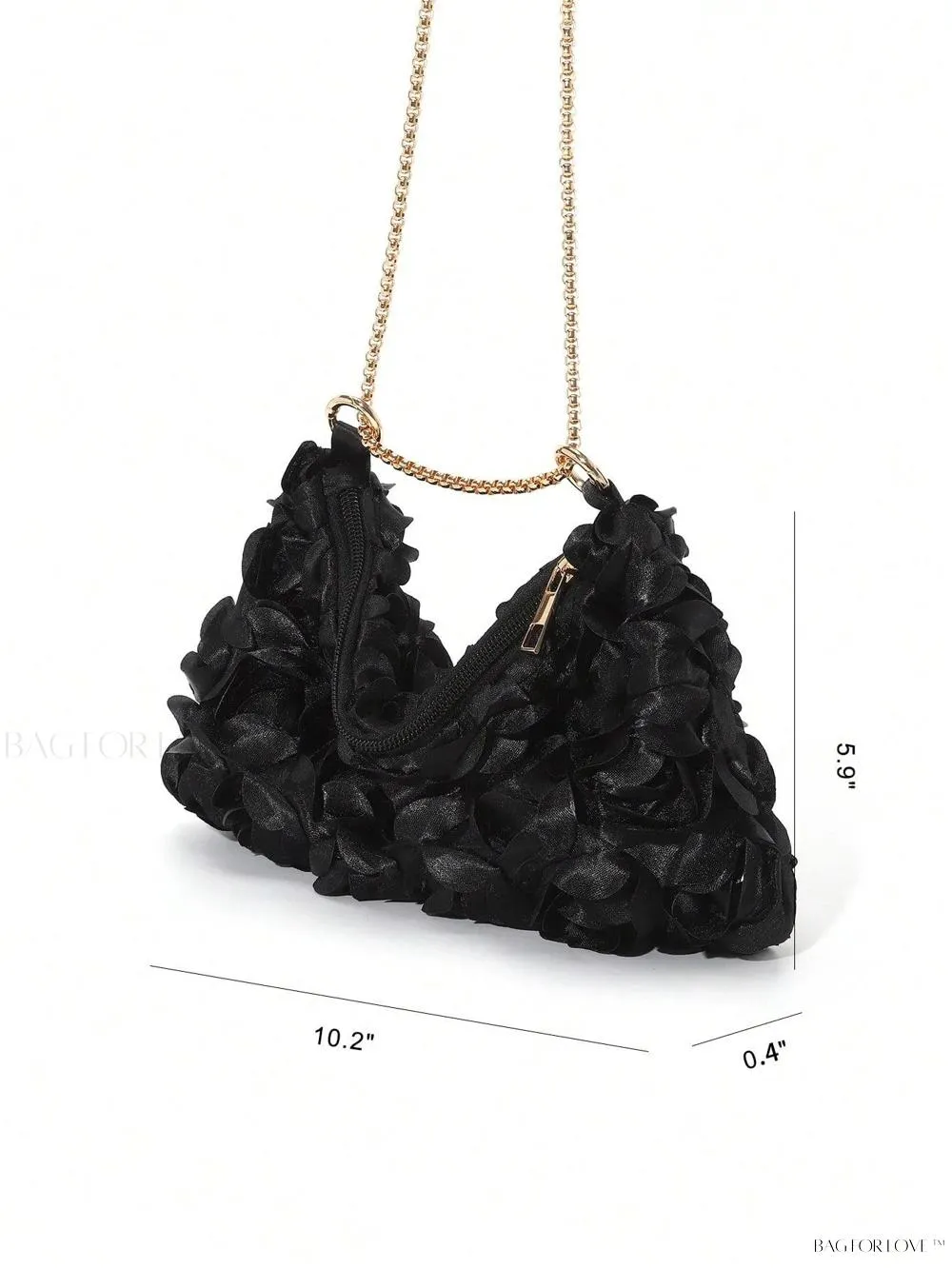 BagForLove - Elegant Floral Metallic Zipper Clasp Armpit Bag for Women