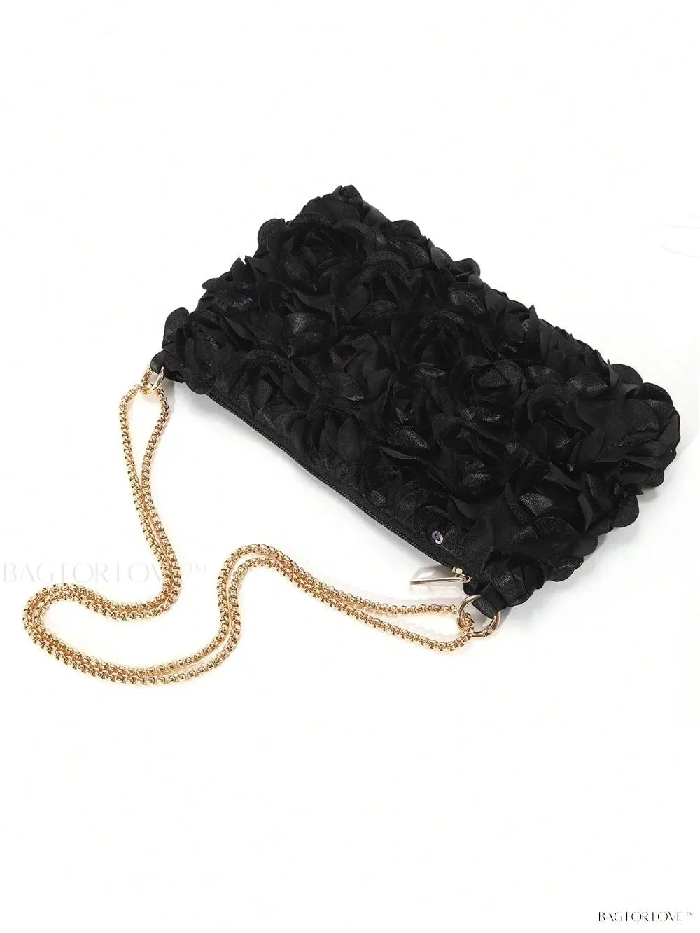 BagForLove - Elegant Floral Metallic Zipper Clasp Armpit Bag for Women