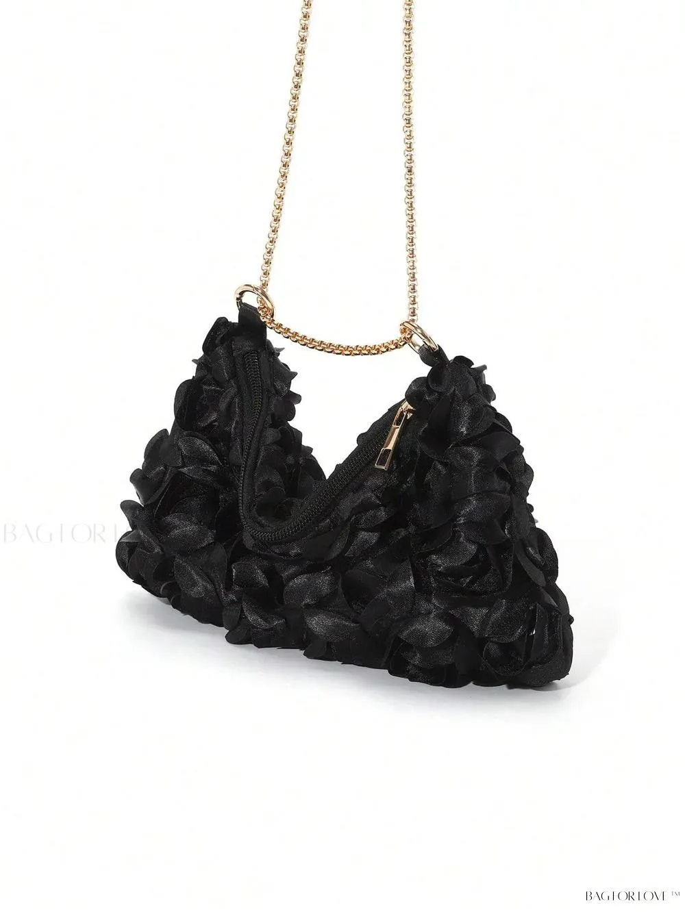 BagForLove - Elegant Floral Metallic Zipper Clasp Armpit Bag for Women