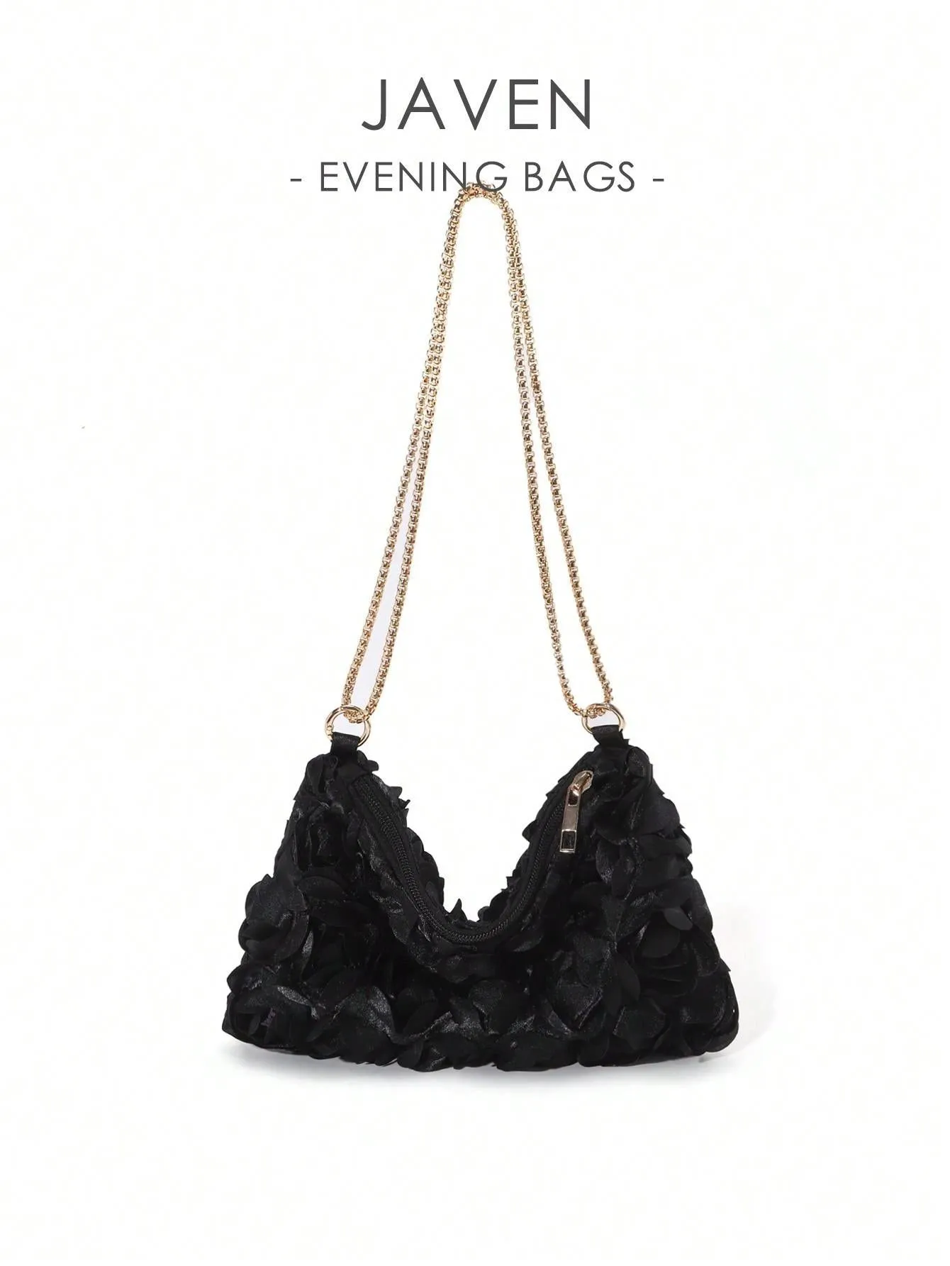 BagForLove - Elegant Floral Metallic Zipper Clasp Armpit Bag for Women