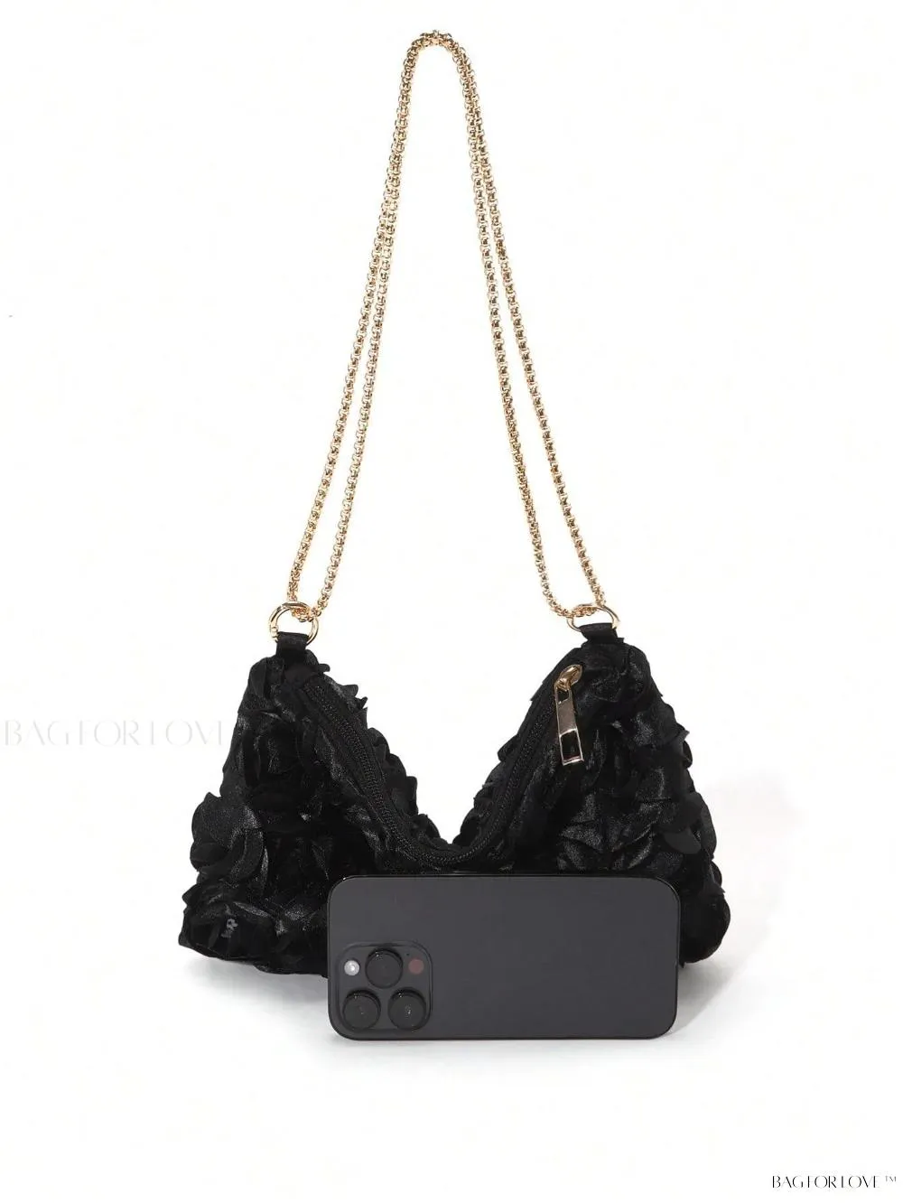 BagForLove - Elegant Floral Metallic Zipper Clasp Armpit Bag for Women