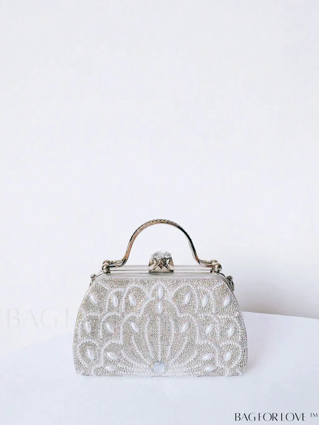 BagForLove - Elegant Rhinestone & Pearl Mini Box Bag - Glamorously Designed