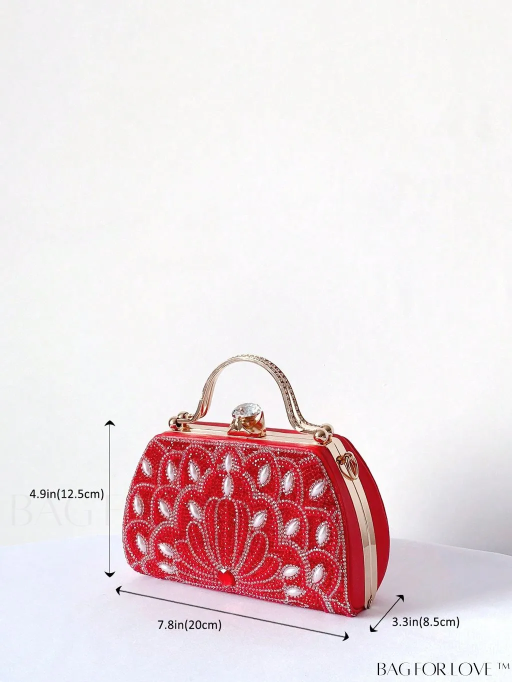 BagForLove - Elegant Rhinestone & Pearl Mini Box Bag - Glamorously Designed