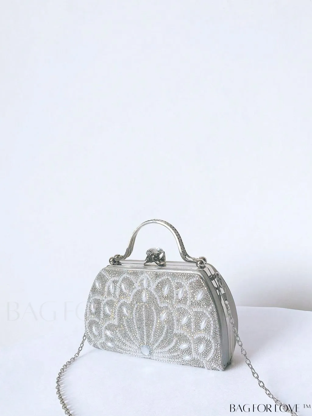 BagForLove - Elegant Rhinestone & Pearl Mini Box Bag - Glamorously Designed