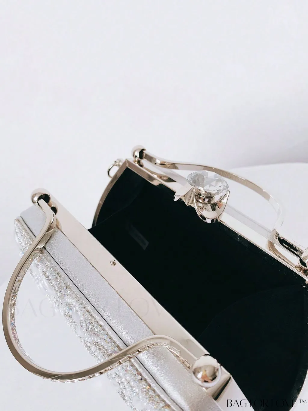 BagForLove - Elegant Rhinestone & Pearl Mini Box Bag - Glamorously Designed
