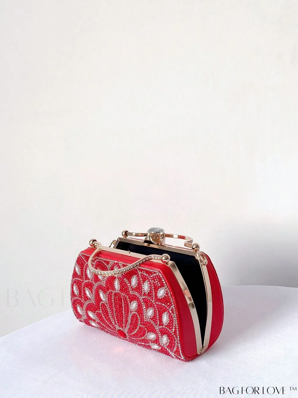 BagForLove - Elegant Rhinestone & Pearl Mini Box Bag - Glamorously Designed
