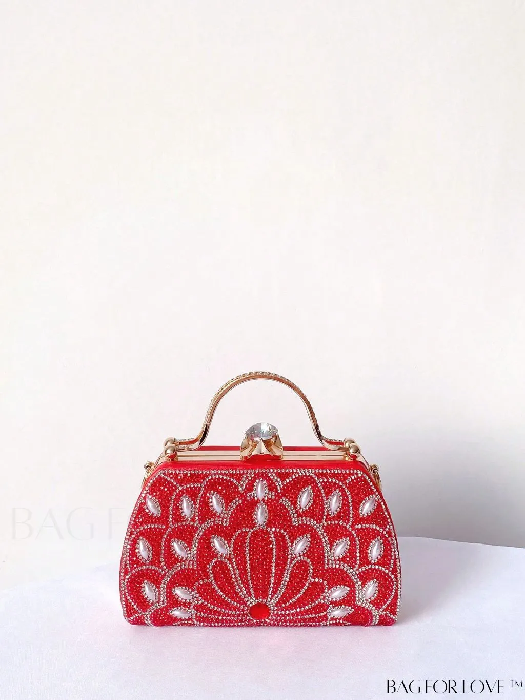 BagForLove - Elegant Rhinestone & Pearl Mini Box Bag - Glamorously Designed
