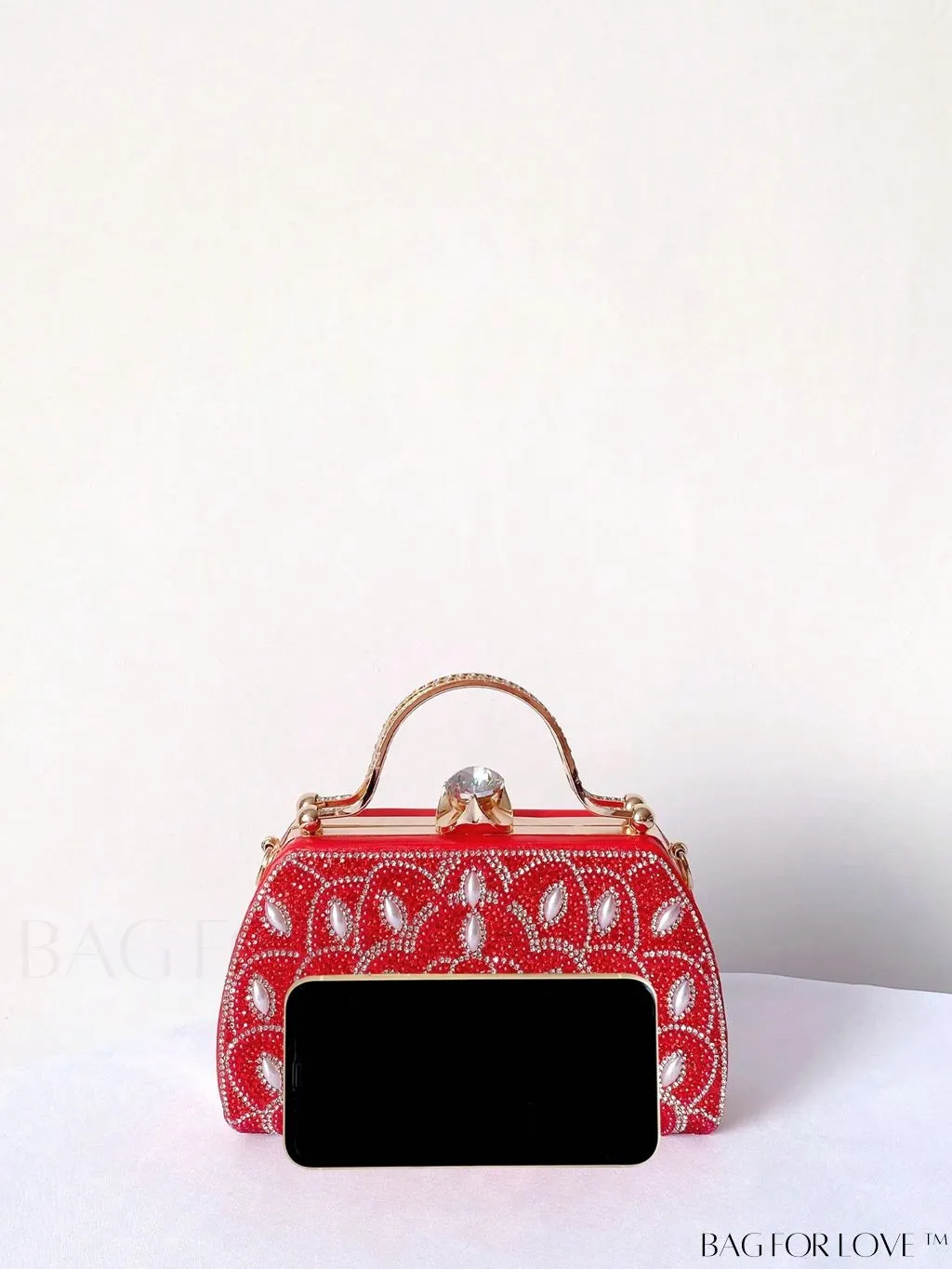 BagForLove - Elegant Rhinestone & Pearl Mini Box Bag - Glamorously Designed