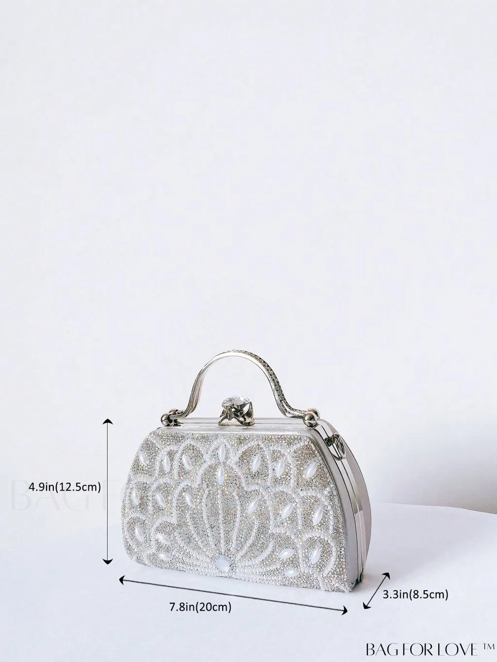 BagForLove - Elegant Rhinestone & Pearl Mini Box Bag - Glamorously Designed