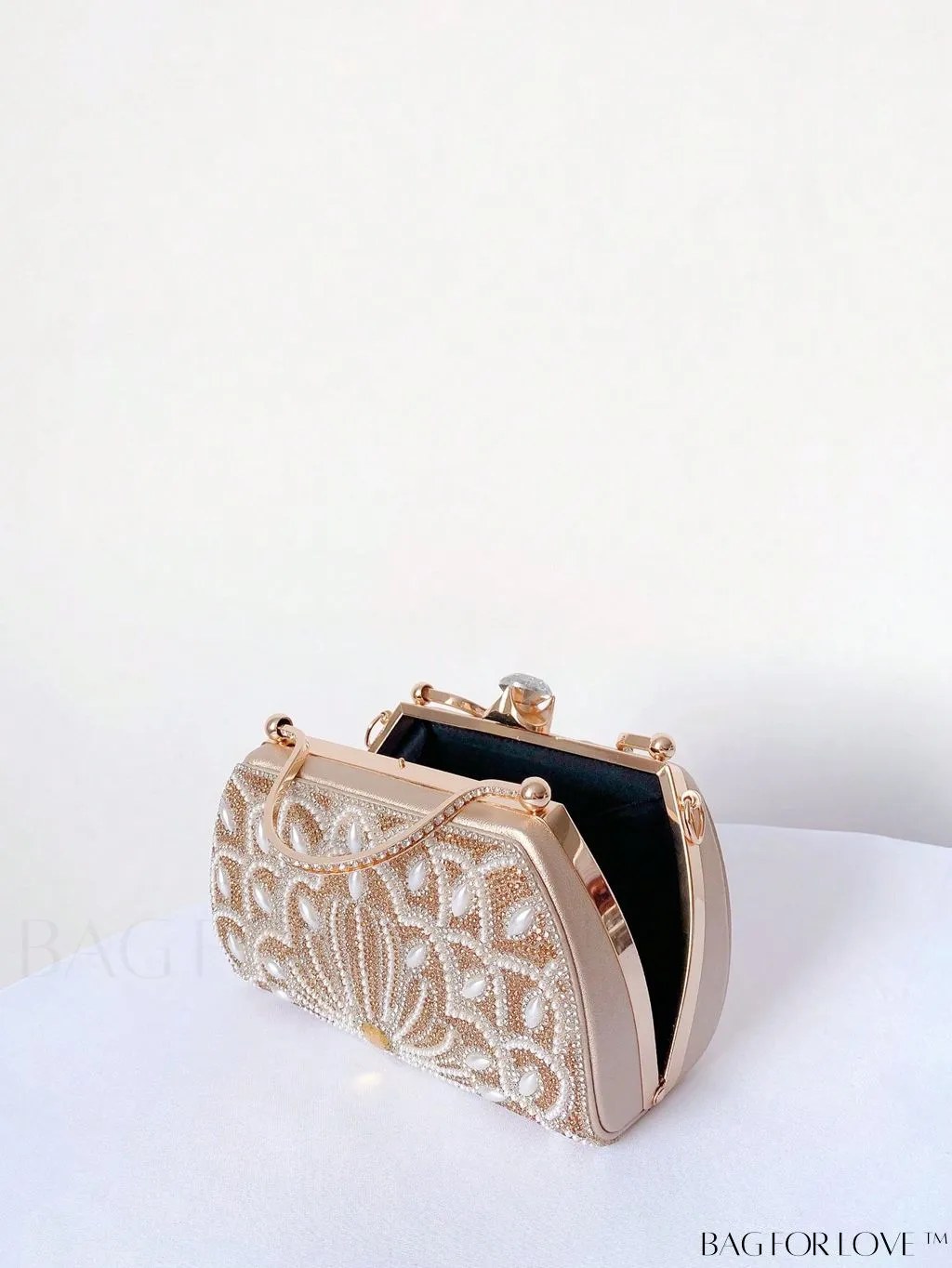 BagForLove - Elegant Rhinestone & Pearl Mini Box Bag - Glamorously Designed