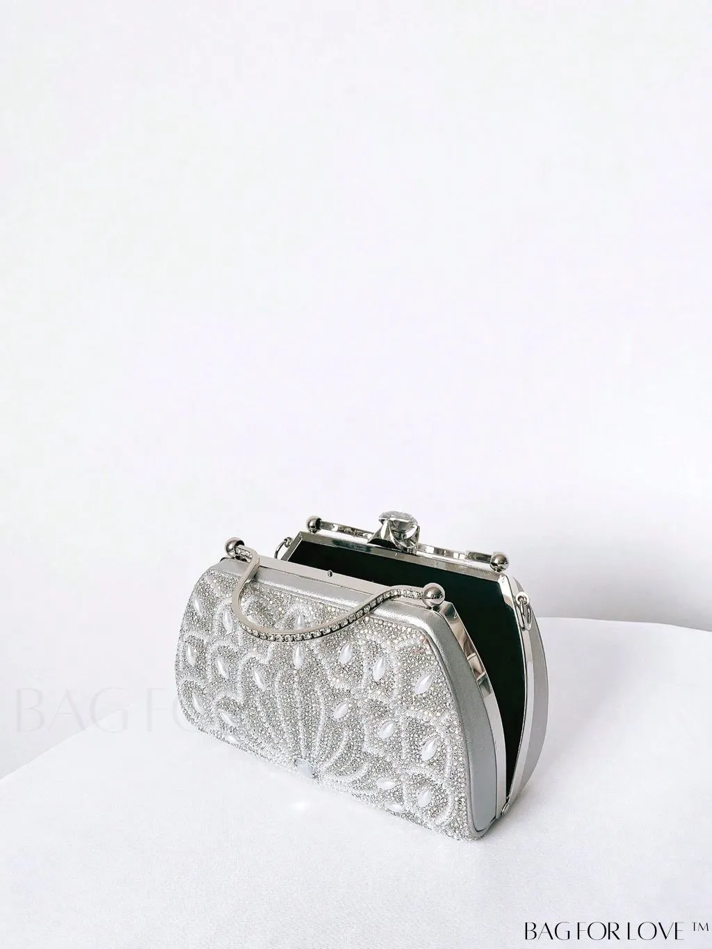 BagForLove - Elegant Rhinestone & Pearl Mini Box Bag - Glamorously Designed