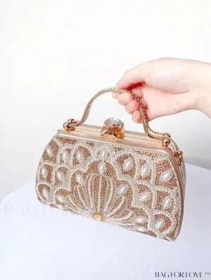 BagForLove - Elegant Rhinestone & Pearl Mini Box Bag - Glamorously Designed