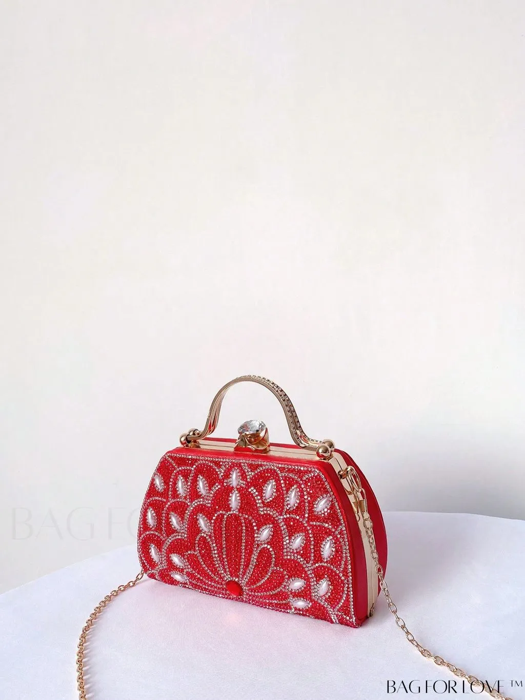 BagForLove - Elegant Rhinestone & Pearl Mini Box Bag - Glamorously Designed