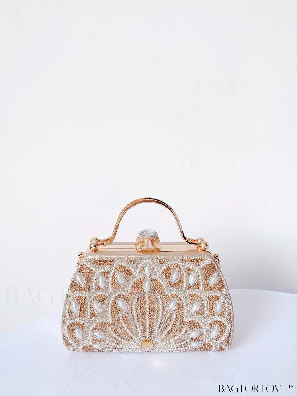 BagForLove - Elegant Rhinestone & Pearl Mini Box Bag - Glamorously Designed