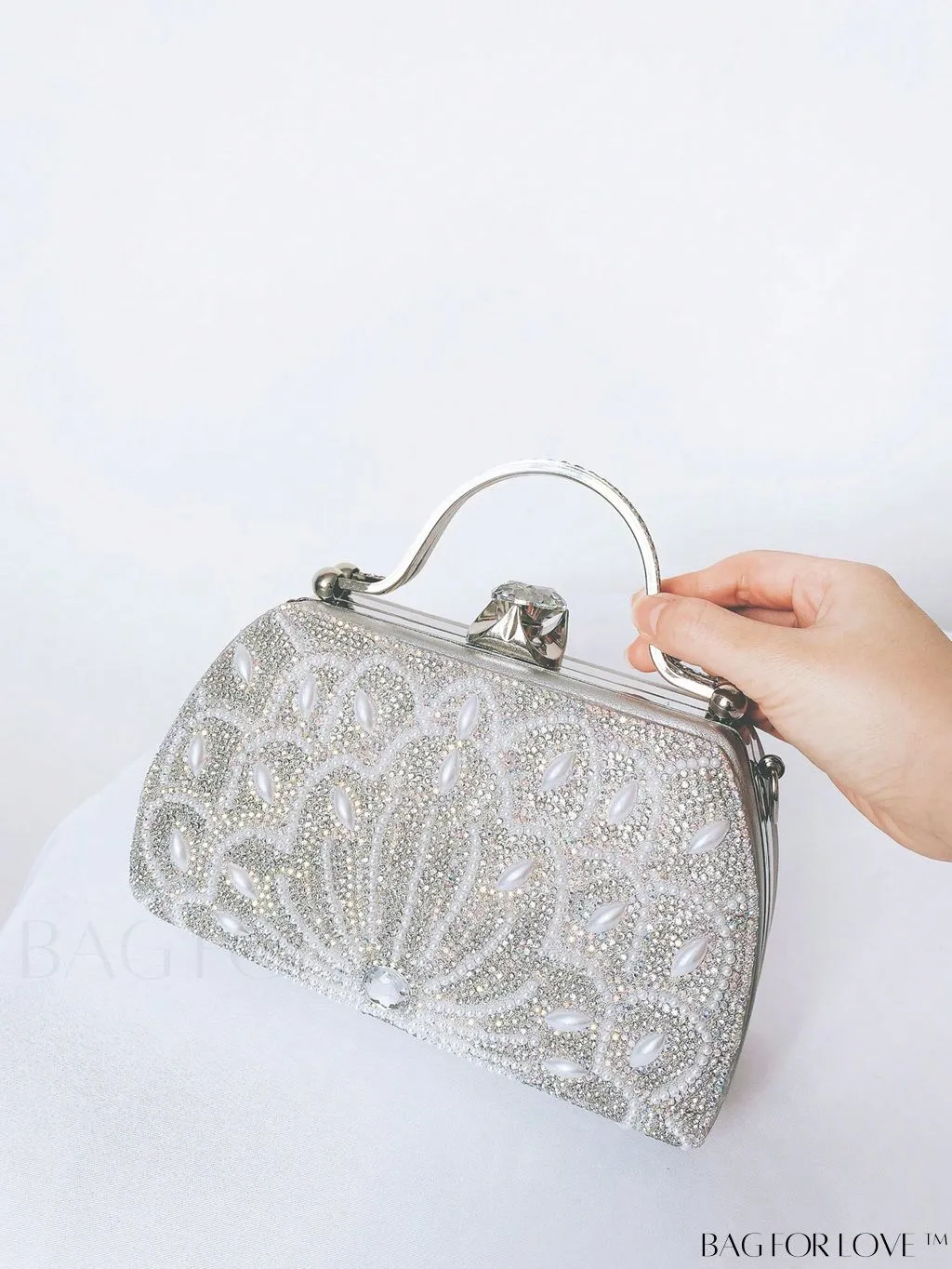 BagForLove - Elegant Rhinestone & Pearl Mini Box Bag - Glamorously Designed