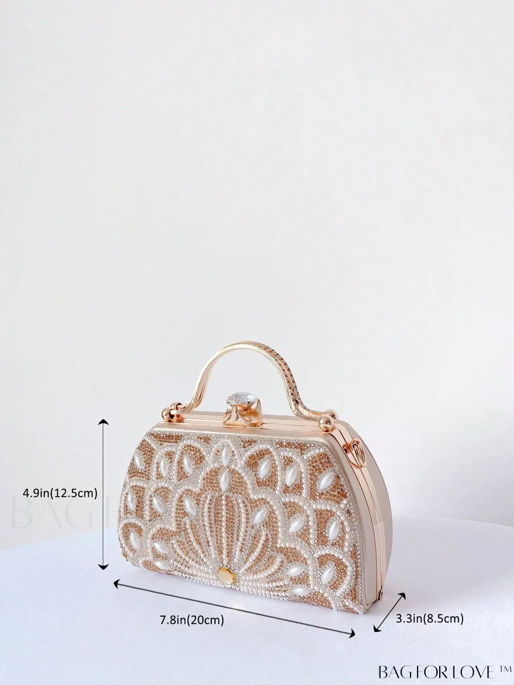 BagForLove - Elegant Rhinestone & Pearl Mini Box Bag - Glamorously Designed