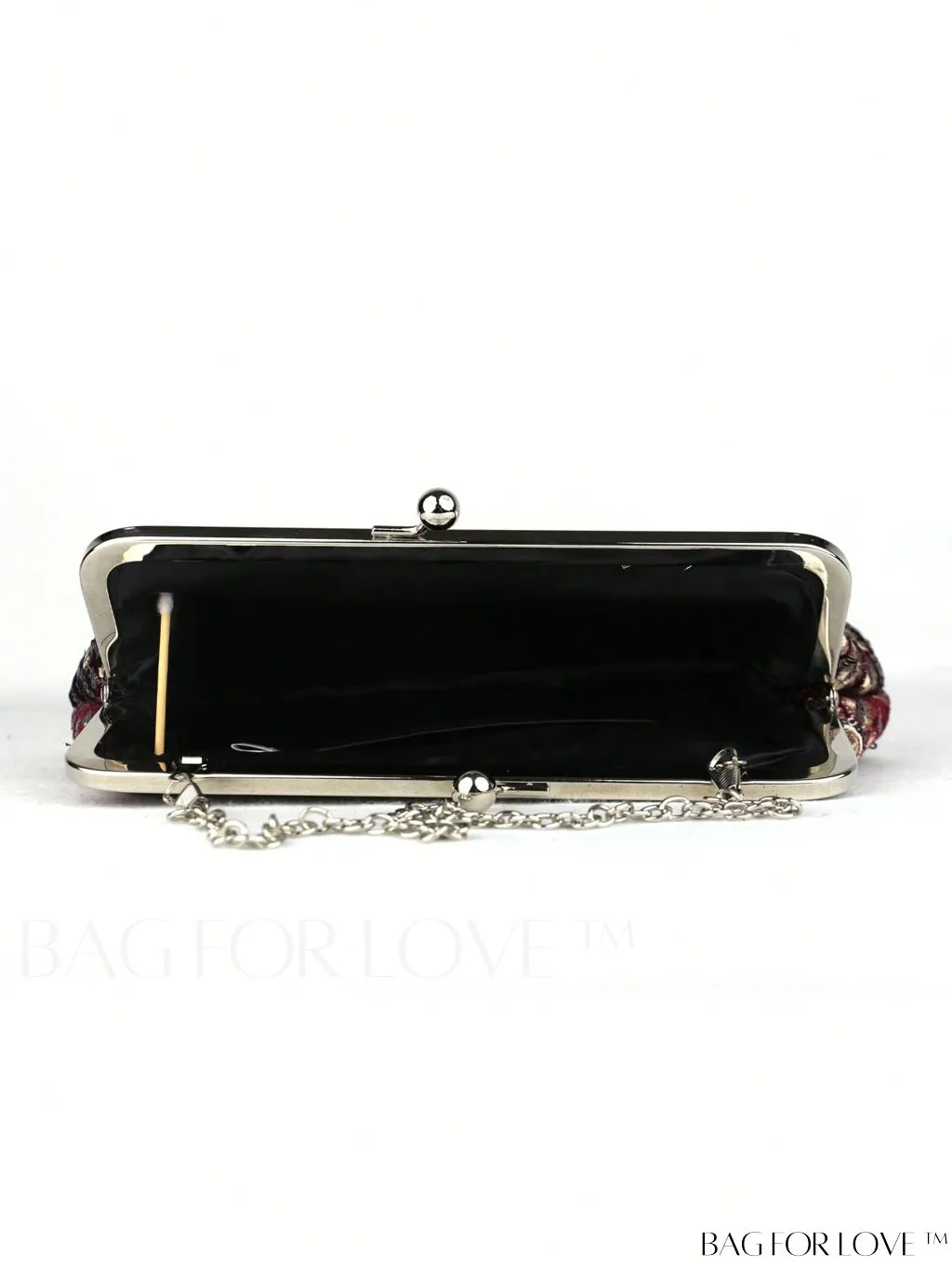 BagForLove - Floral Embroidered Sequin Square Bag: Glamorous Polyester with Kiss Lock & Chain, Ideal for Parties