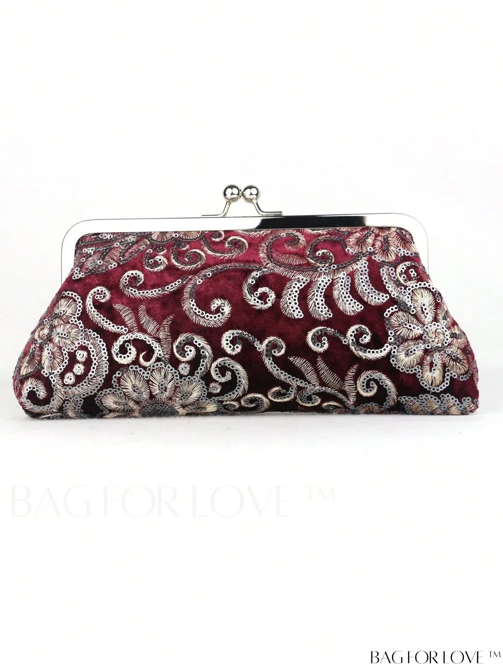 BagForLove - Floral Embroidered Sequin Square Bag: Glamorous Polyester with Kiss Lock & Chain, Ideal for Parties