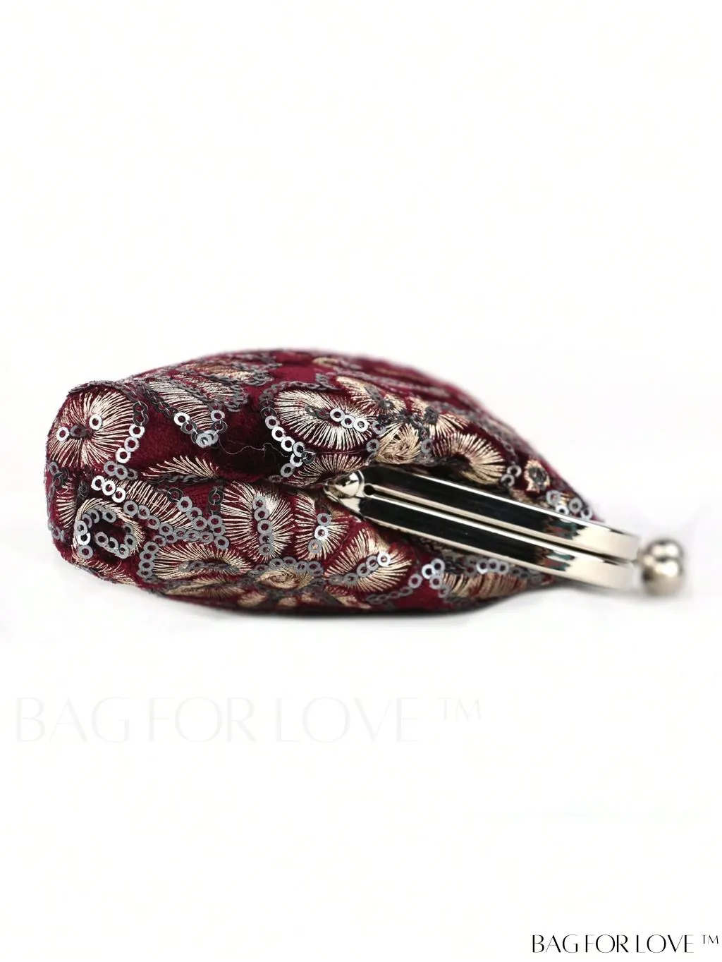 BagForLove - Floral Embroidered Sequin Square Bag: Glamorous Polyester with Kiss Lock & Chain, Ideal for Parties
