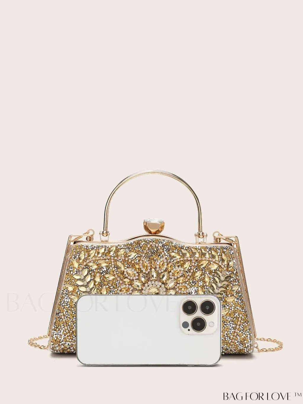 BagForLove - Glamorous Chain Box Bag with Rhinestone Decor - Ideal Brides Purse for Weddings, Proms & Parties