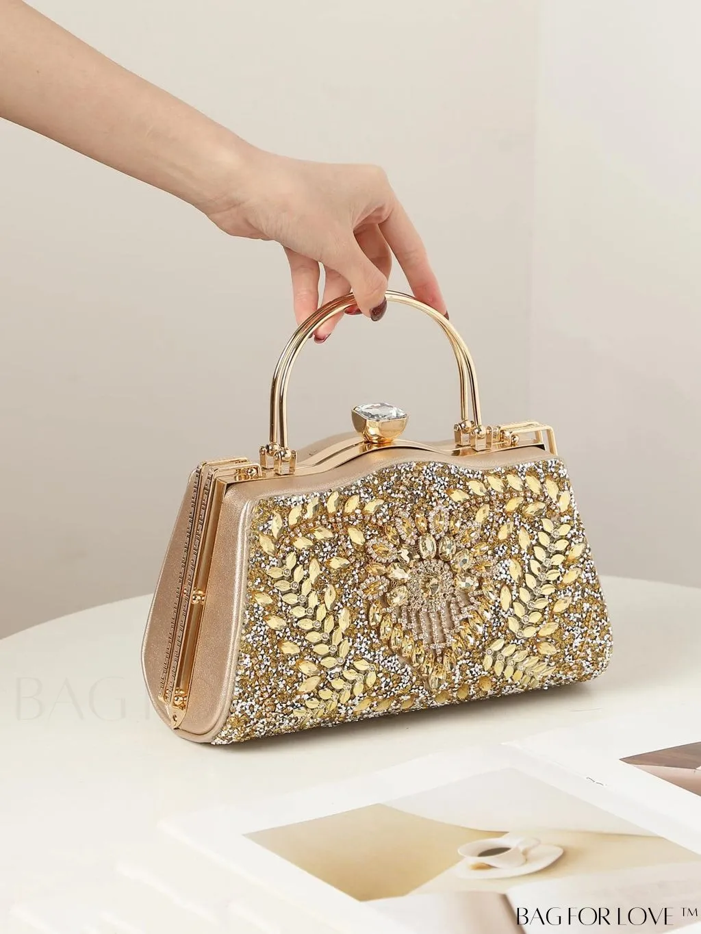 BagForLove - Glamorous Chain Box Bag with Rhinestone Decor - Ideal Brides Purse for Weddings, Proms & Parties