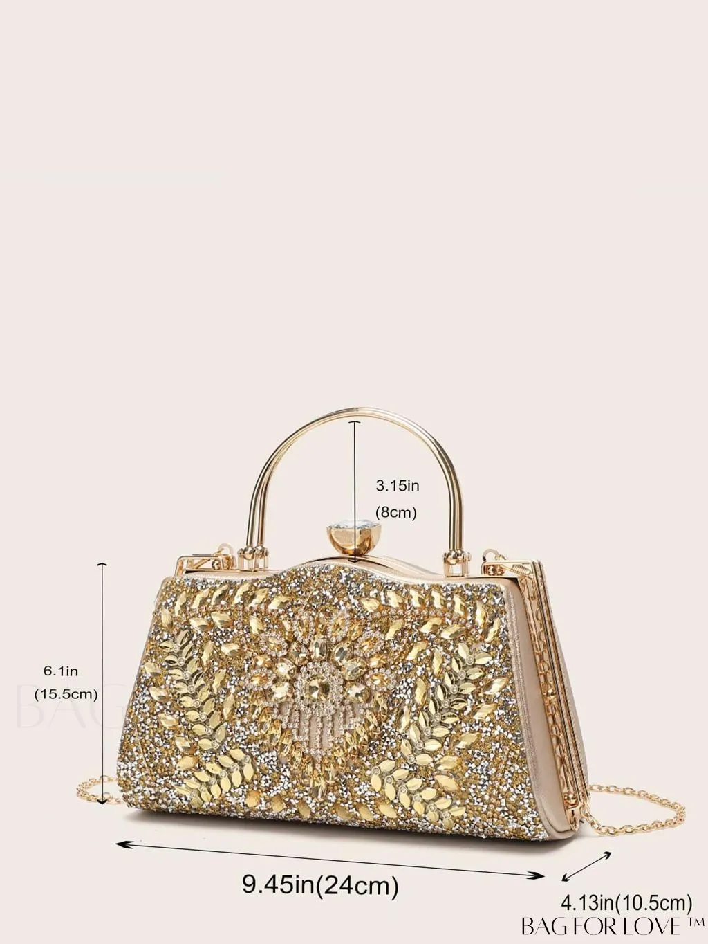 BagForLove - Glamorous Chain Box Bag with Rhinestone Decor - Ideal Brides Purse for Weddings, Proms & Parties