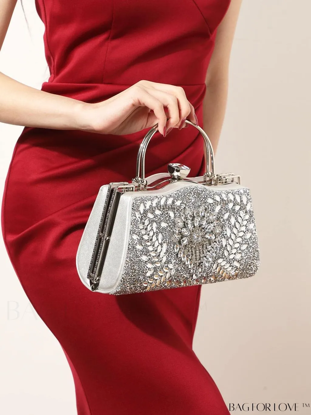 BagForLove - Glamorous Chain Box Bag with Rhinestone Decor - Ideal Brides Purse for Weddings, Proms & Parties