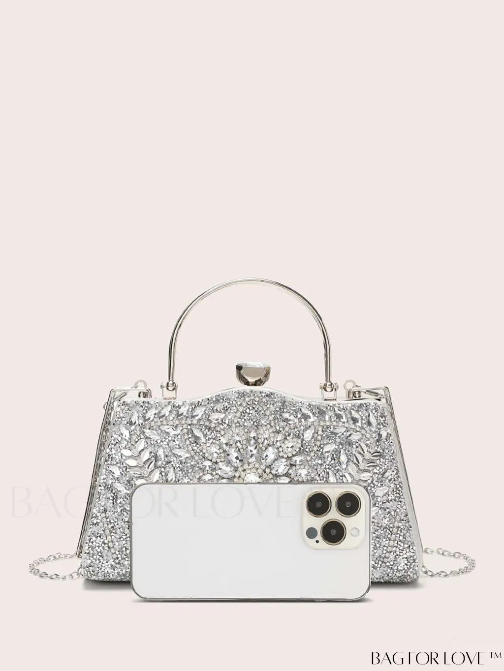 BagForLove - Glamorous Chain Box Bag with Rhinestone Decor - Ideal Brides Purse for Weddings, Proms & Parties