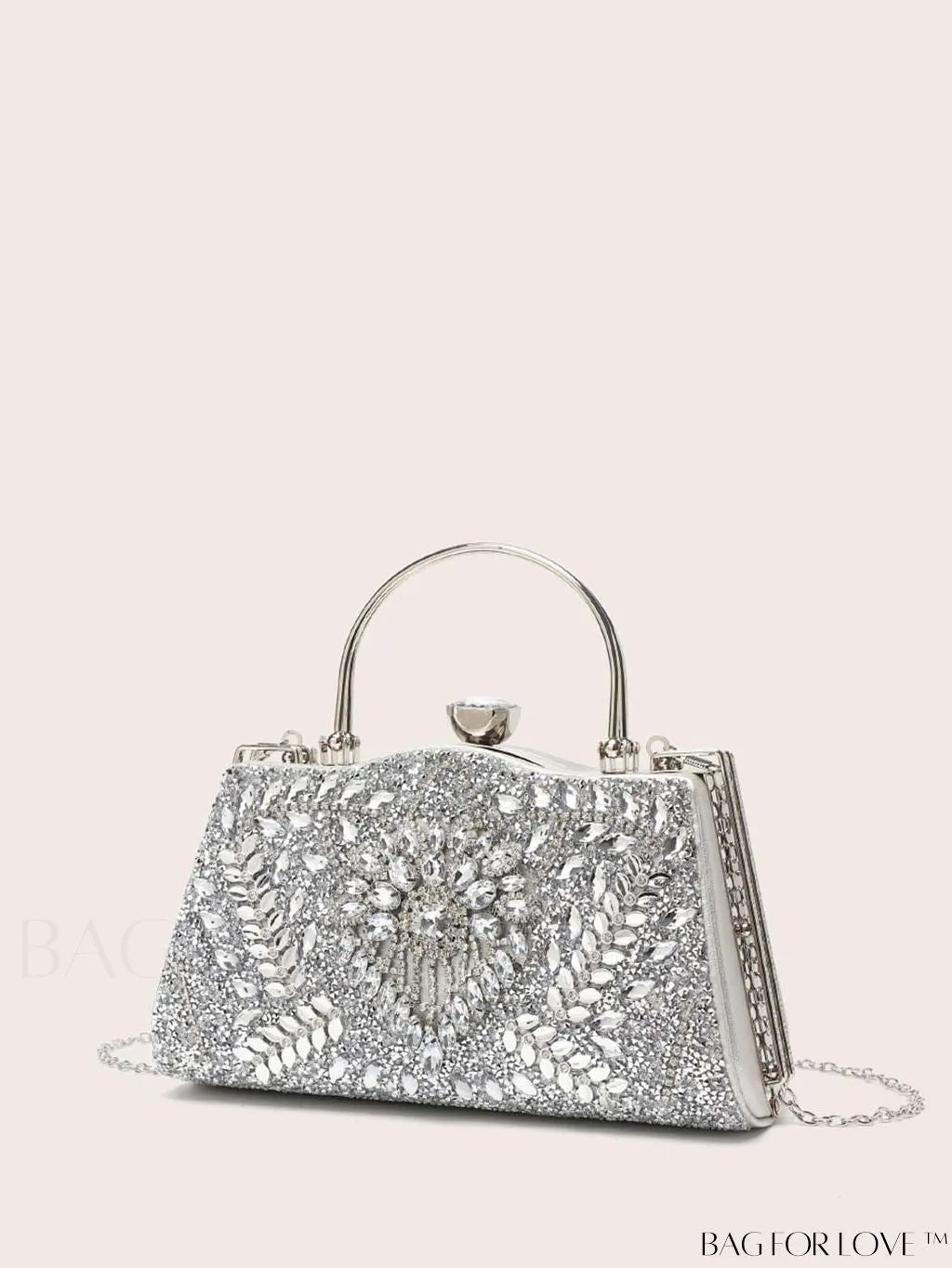 BagForLove - Glamorous Chain Box Bag with Rhinestone Decor - Ideal Brides Purse for Weddings, Proms & Parties
