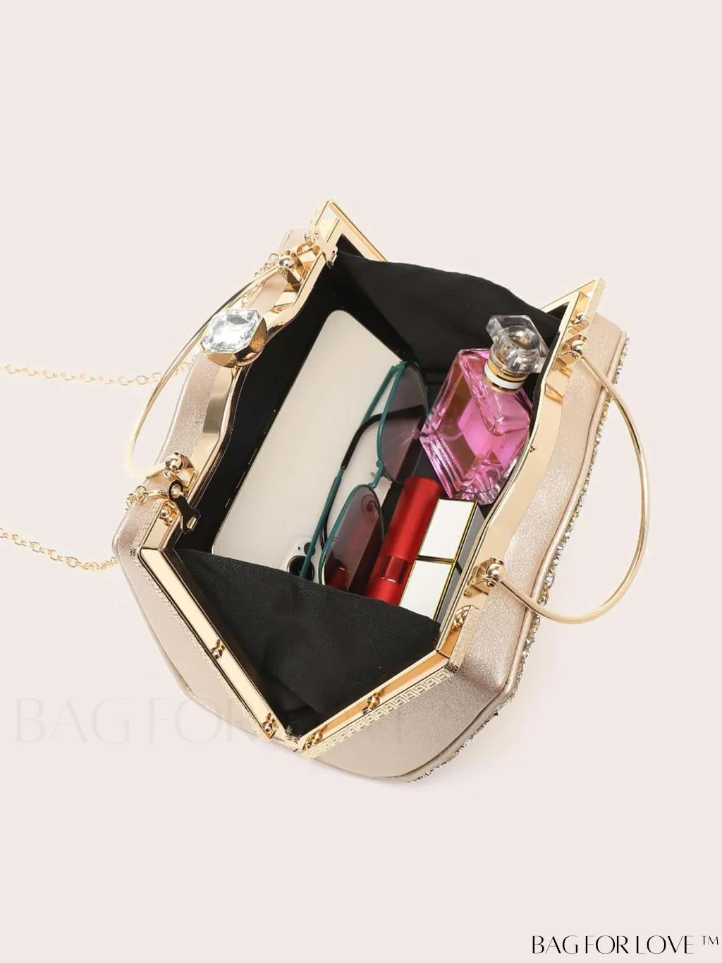 BagForLove - Glamorous Chain Box Bag with Rhinestone Decor - Ideal Brides Purse for Weddings, Proms & Parties