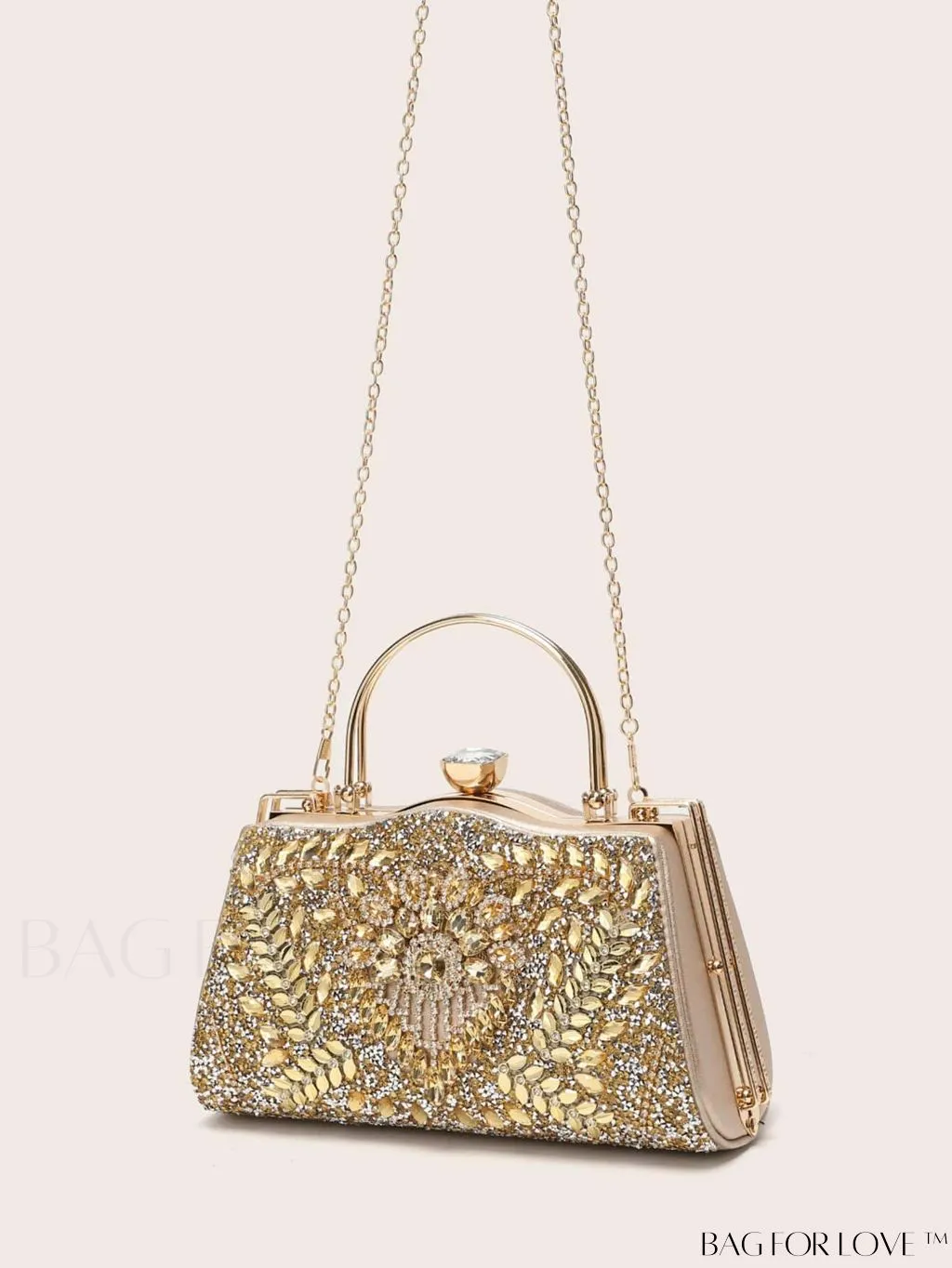 BagForLove - Glamorous Chain Box Bag with Rhinestone Decor - Ideal Brides Purse for Weddings, Proms & Parties