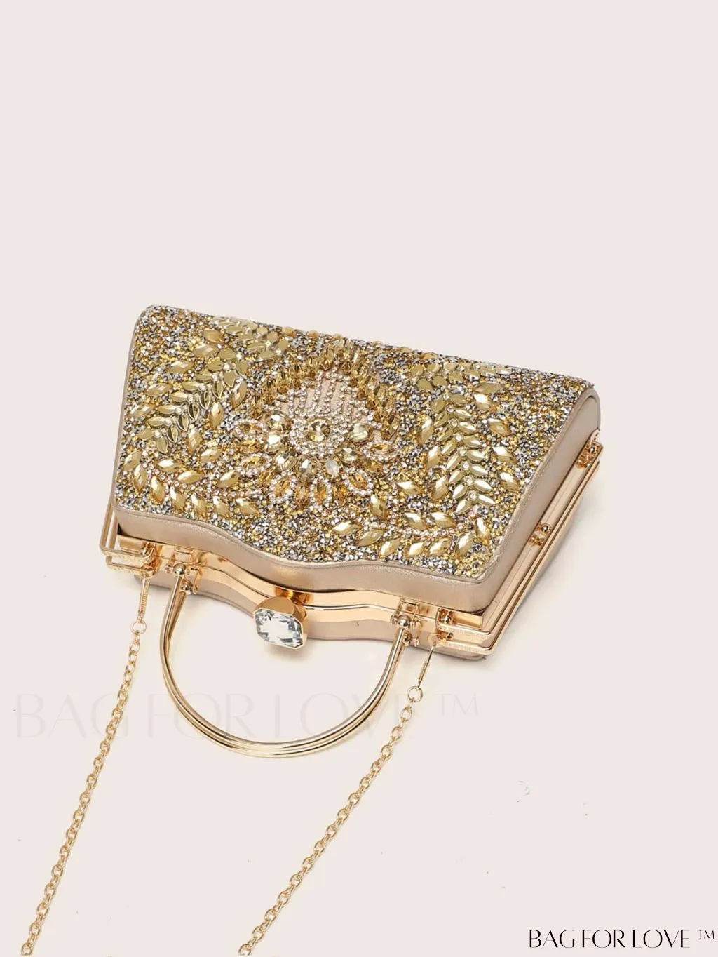 BagForLove - Glamorous Chain Box Bag with Rhinestone Decor - Ideal Brides Purse for Weddings, Proms & Parties