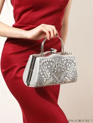 BagForLove - Glamorous Chain Box Bag with Rhinestone Decor - Ideal Brides Purse for Weddings, Proms & Parties