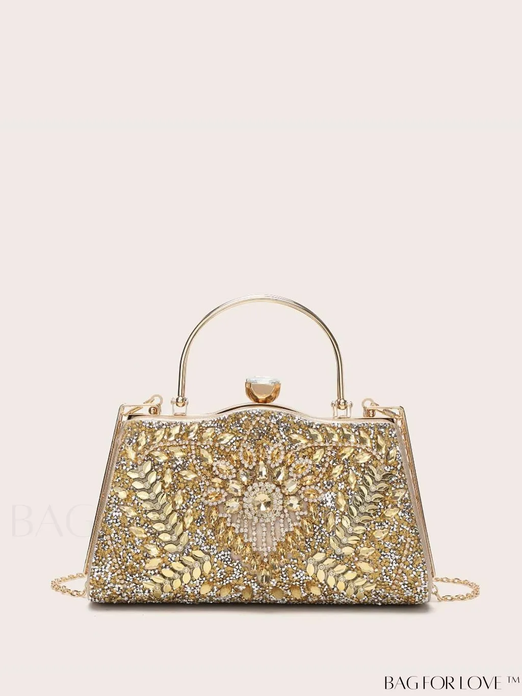 BagForLove - Glamorous Chain Box Bag with Rhinestone Decor - Ideal Brides Purse for Weddings, Proms & Parties